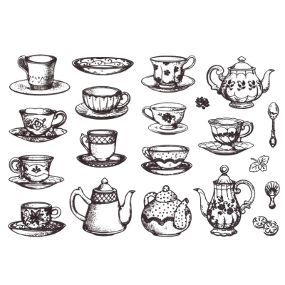 Silikonstempel Kaffee und Teeservice